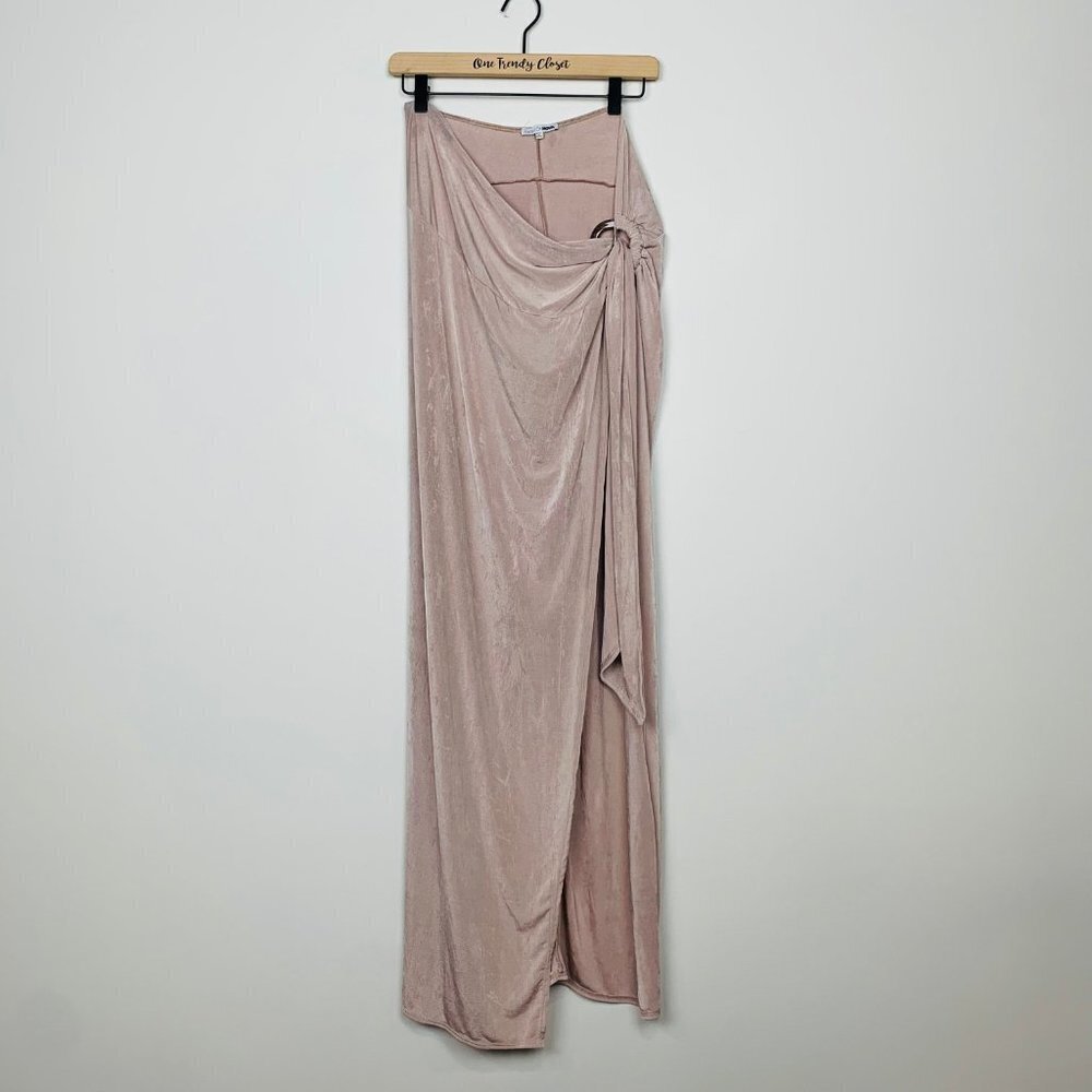 Fashion Nova | NWOT Make Them Jealous Maxi Wrap Skirt Cream Blush - Picture 6 of 8